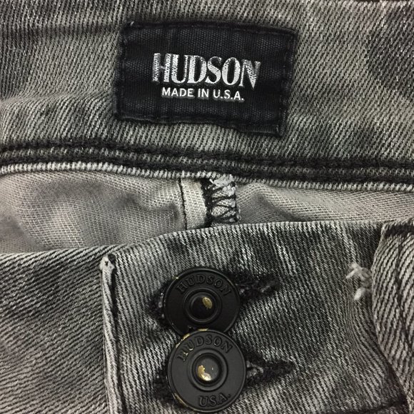 HUDSON Gray Mix Camo Print Collin Flap 5 Pocket Logo Hardware Skinny Jeans - Picture 2 of 12